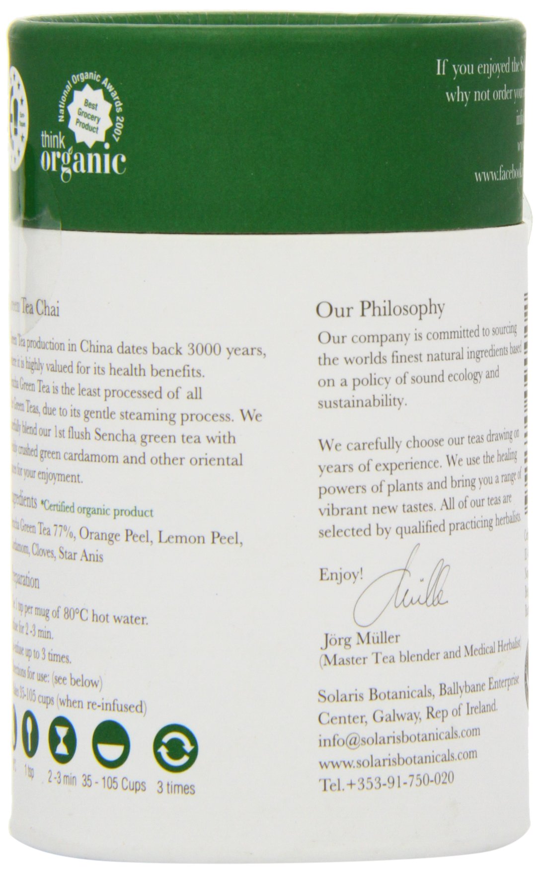 Solaris Tea Organic Loose Whole Leaf Green Tea Chai 50 g 3