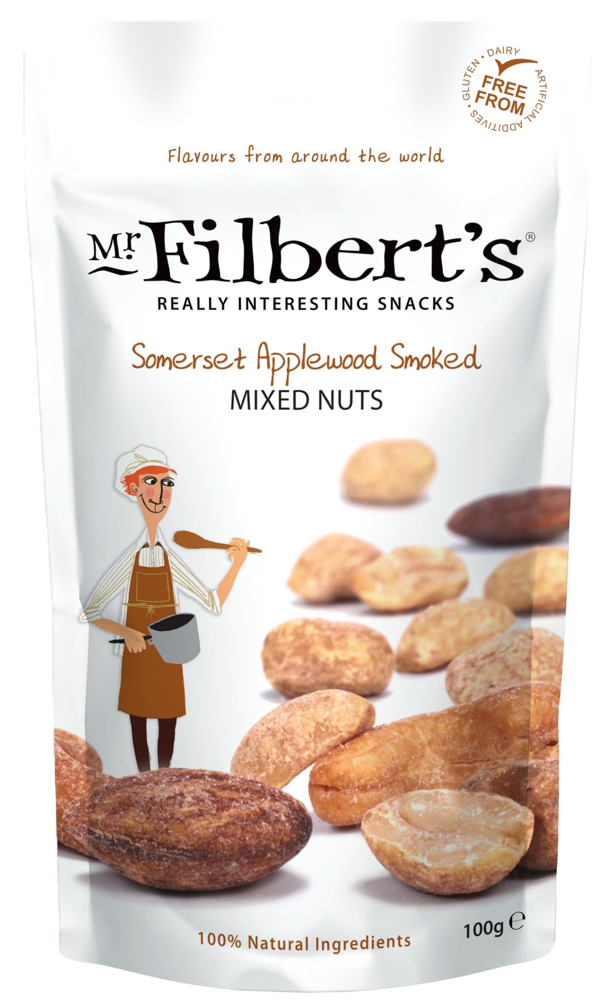 Mr Filbert's Applewood Smoked Mixed Nuts - 100g Roasted Almonds, Cashews & Peanuts