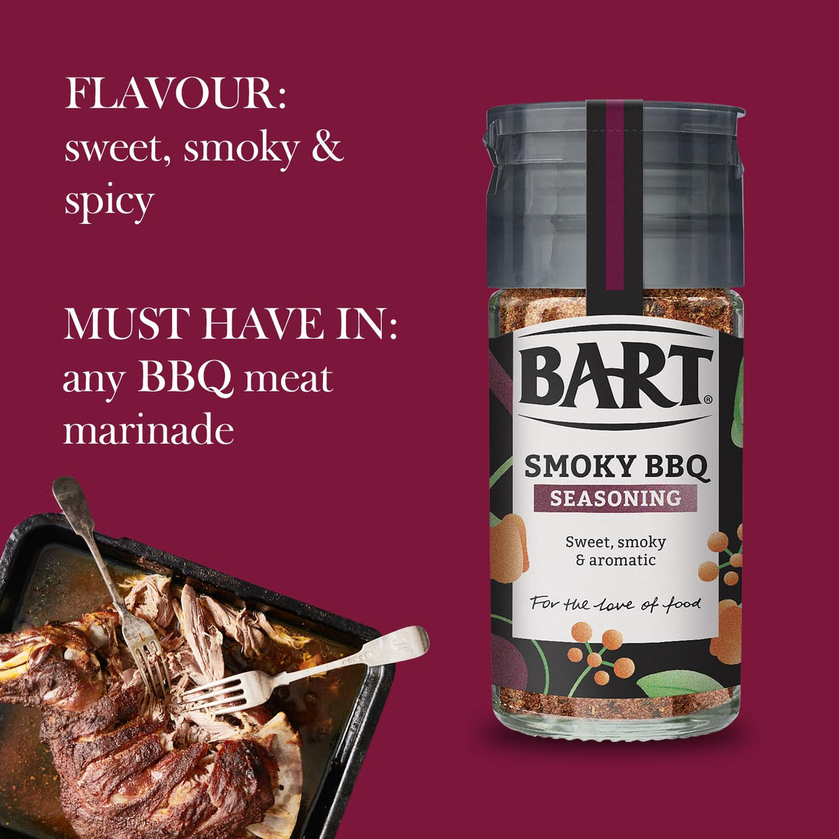 BART Barbecue Seasoning - Sweet & Smoky Blend, 50g Jar (Pack of 6)