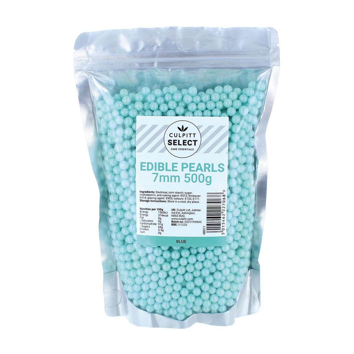 Culpitt Select Blue Pearls - 7mm Edible Cake Decorations | 500g Pouch