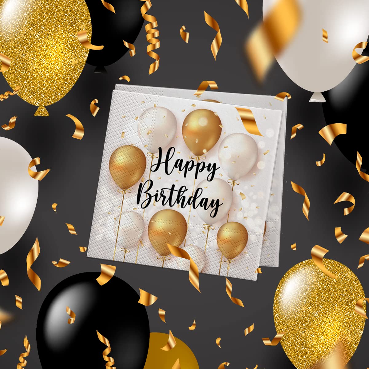 PAW Decor Collection Birthday Gold Celebration Napkins - 33 x 33 cm, 20 Pack 5