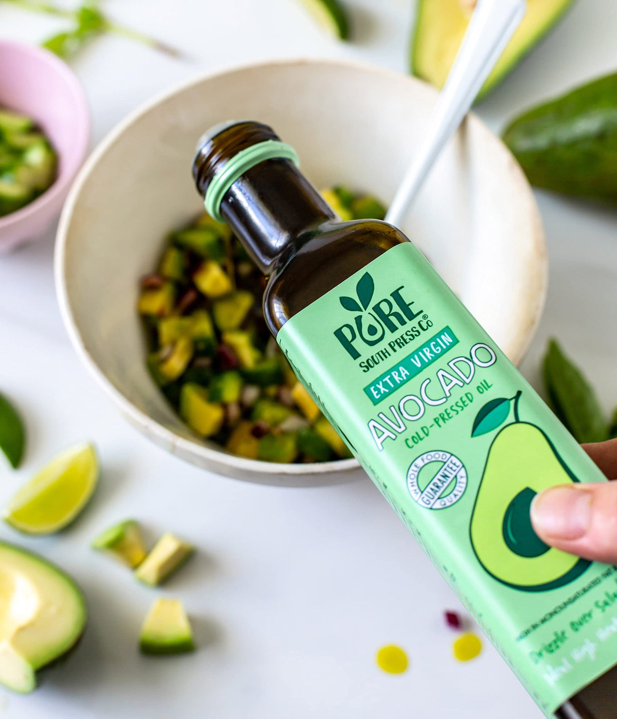 Pure South Press Cold-Pressed Extra Virgin Avocado Oil - High Heat Cooking & Drizzling | 500 ml (Pack of 2)