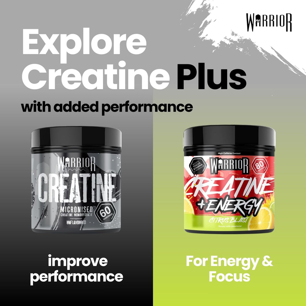 Warrior Creatine Plus Energy Powder - 360g | Caffeine & B Vitamins | Muscle Growth & Focus 5