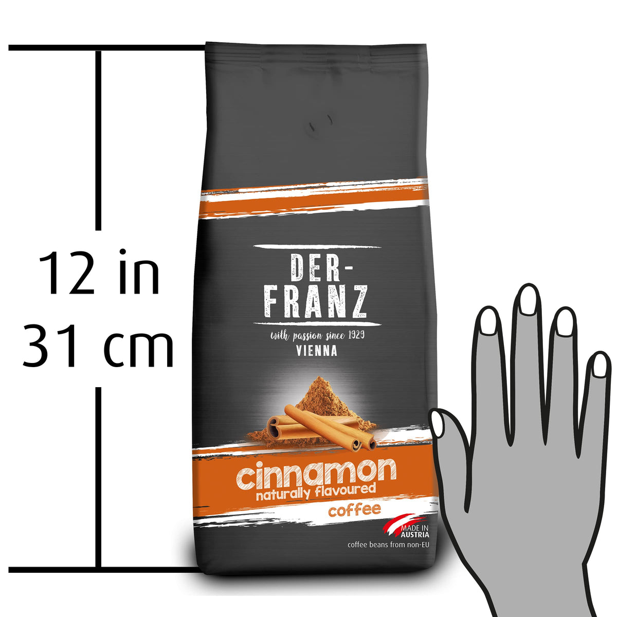 Der-Franz Cinnamon Flavoured Whole Coffee Beans - 1kg Bag | 80% Arabica, 20% Robusta Blend | Medium Roast 7