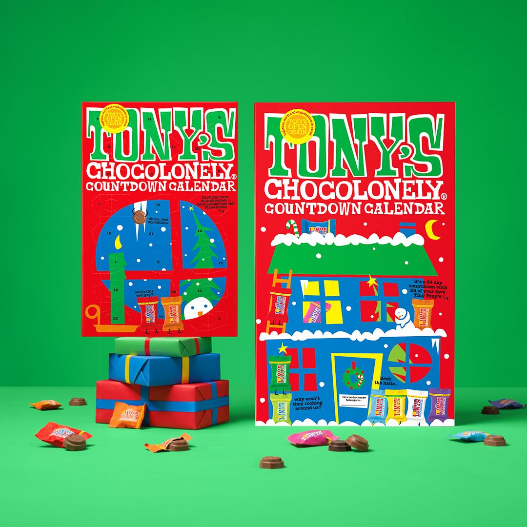 Tony's Chocolonely Big Advent Calendar - 25 Tiny Chocolates | Mix of 10 Flavours | Vegetarian | 225g