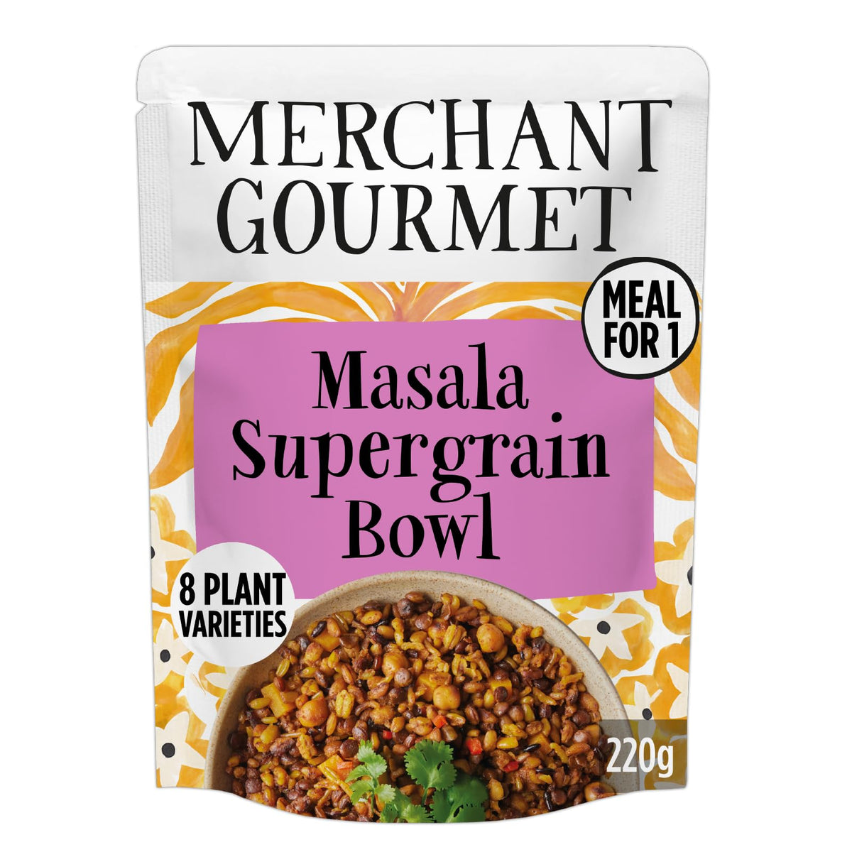 Merchant Gourmet Masala Supergrain Bowl - High Protein & Fibre | Vegan Friendly | 220g (Pack of 6)