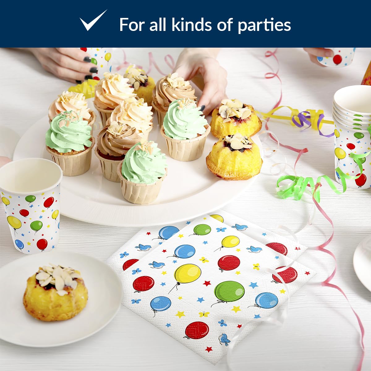 PAW Decor Collection Paper Napkins - Party Balloons Design | 3-Ply Absorbent | 33 x 33 cm | 20 Pack 4