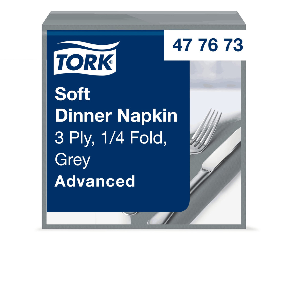 Tork Soft Dinner Napkins - 3-Ply, 39 cm x 39 cm, 100 Count, Grey