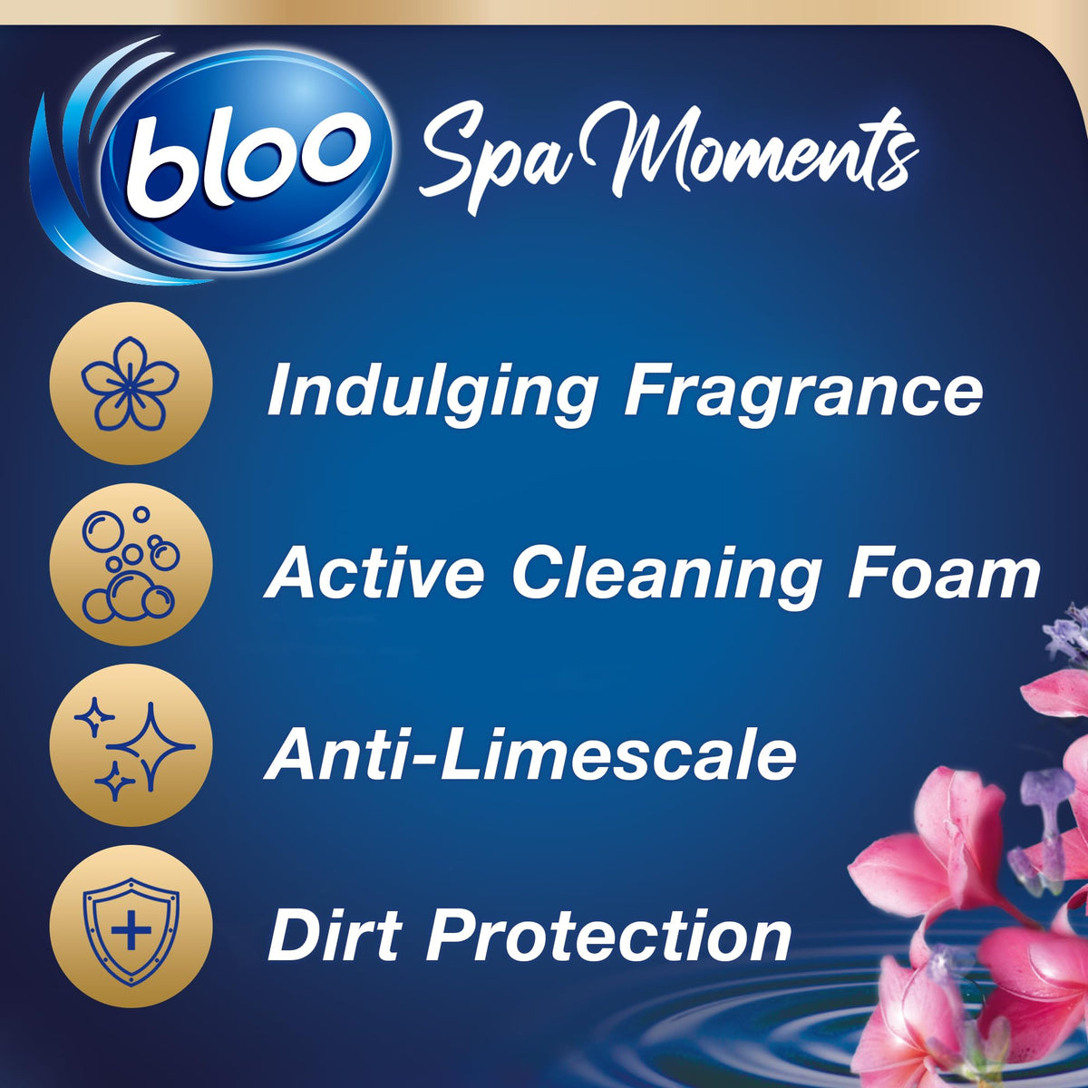 Bloo Spa Moments Harmony Toilet Rim Block - 4 Pack | Long-Lasting Fragrance & Cleaning Foam 3