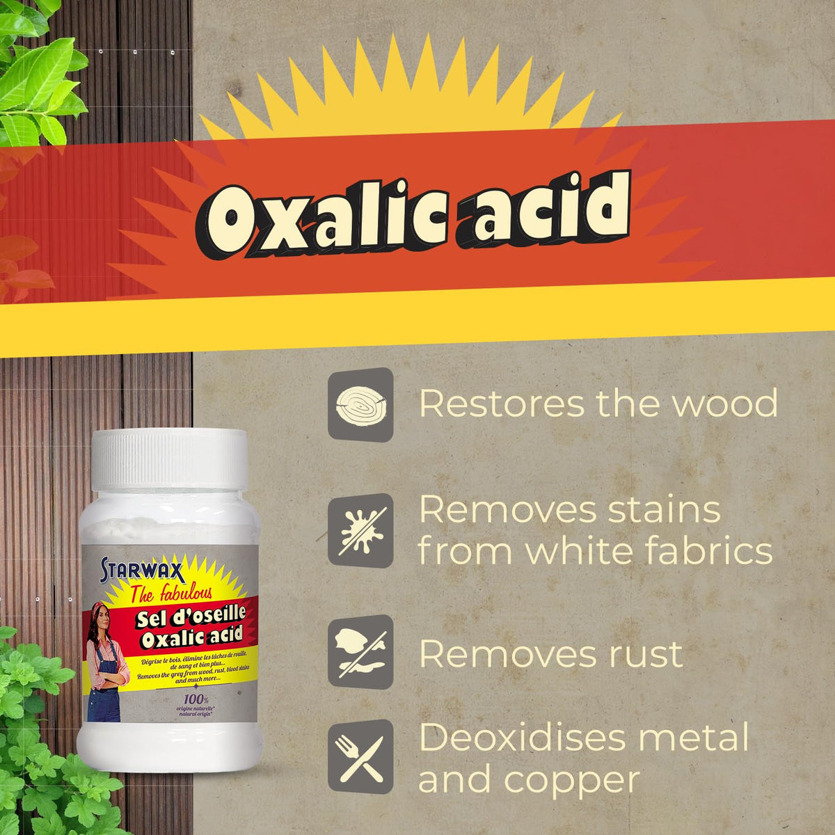 STARWAX THE FABULOUS Sorrel Salt - 400g Powder | Whitens Wood & Textiles | Removes Rust & Oxidation