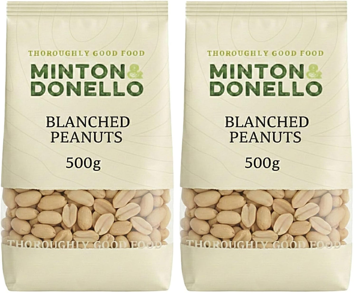 Minton & Donello Blanched Peanuts - 500g Pack, High in Protein & Fibre