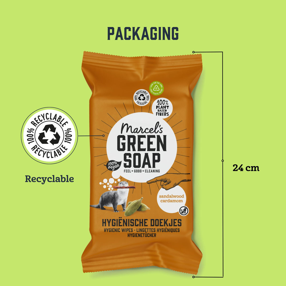 Marcel's Green Soap Hygienic Cleaning Wipes - Sandalwood & Cardamom Scent | Pack of 60 5