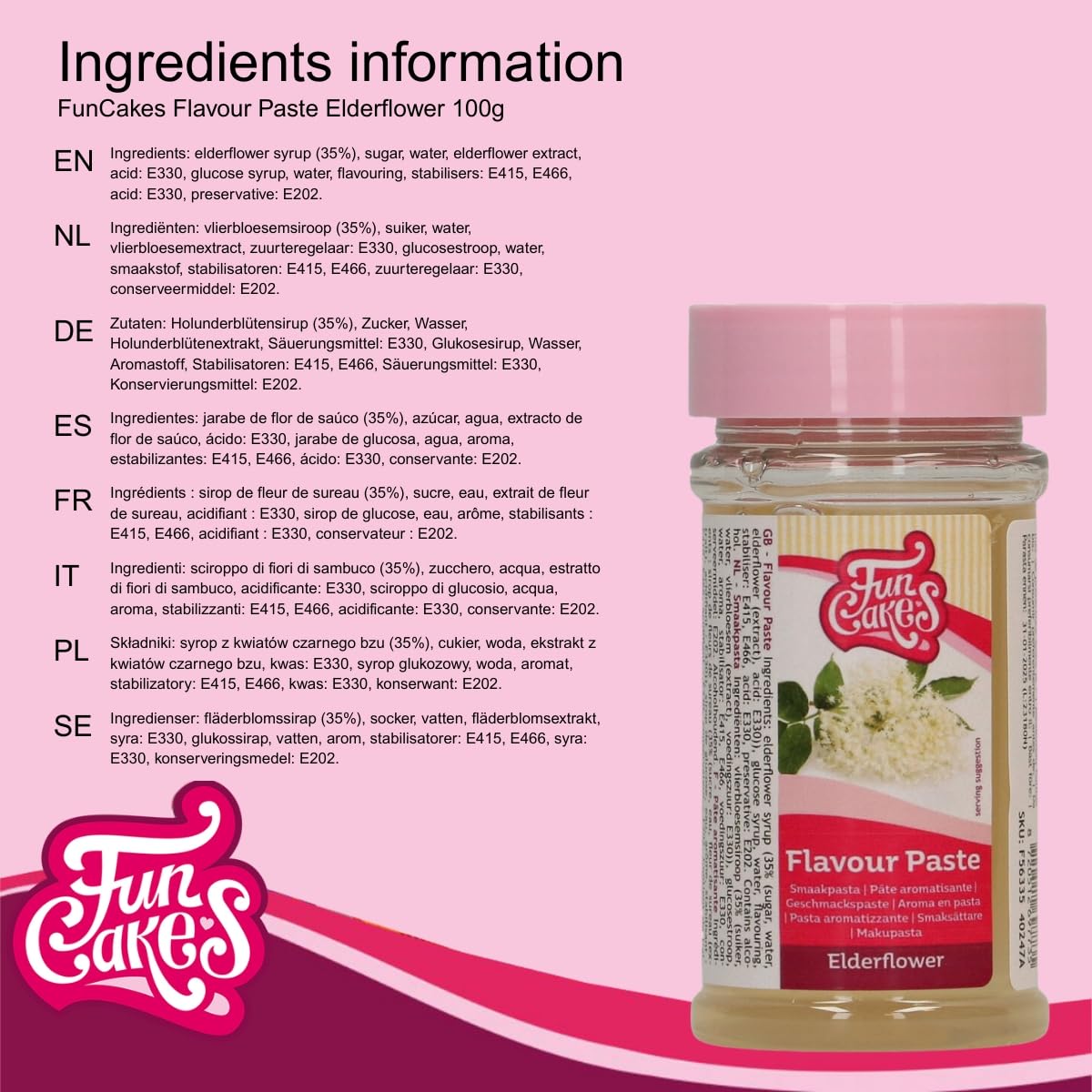 FunCakes Elderflower Flavour Paste - 100g | Bake Stable | Halal 2