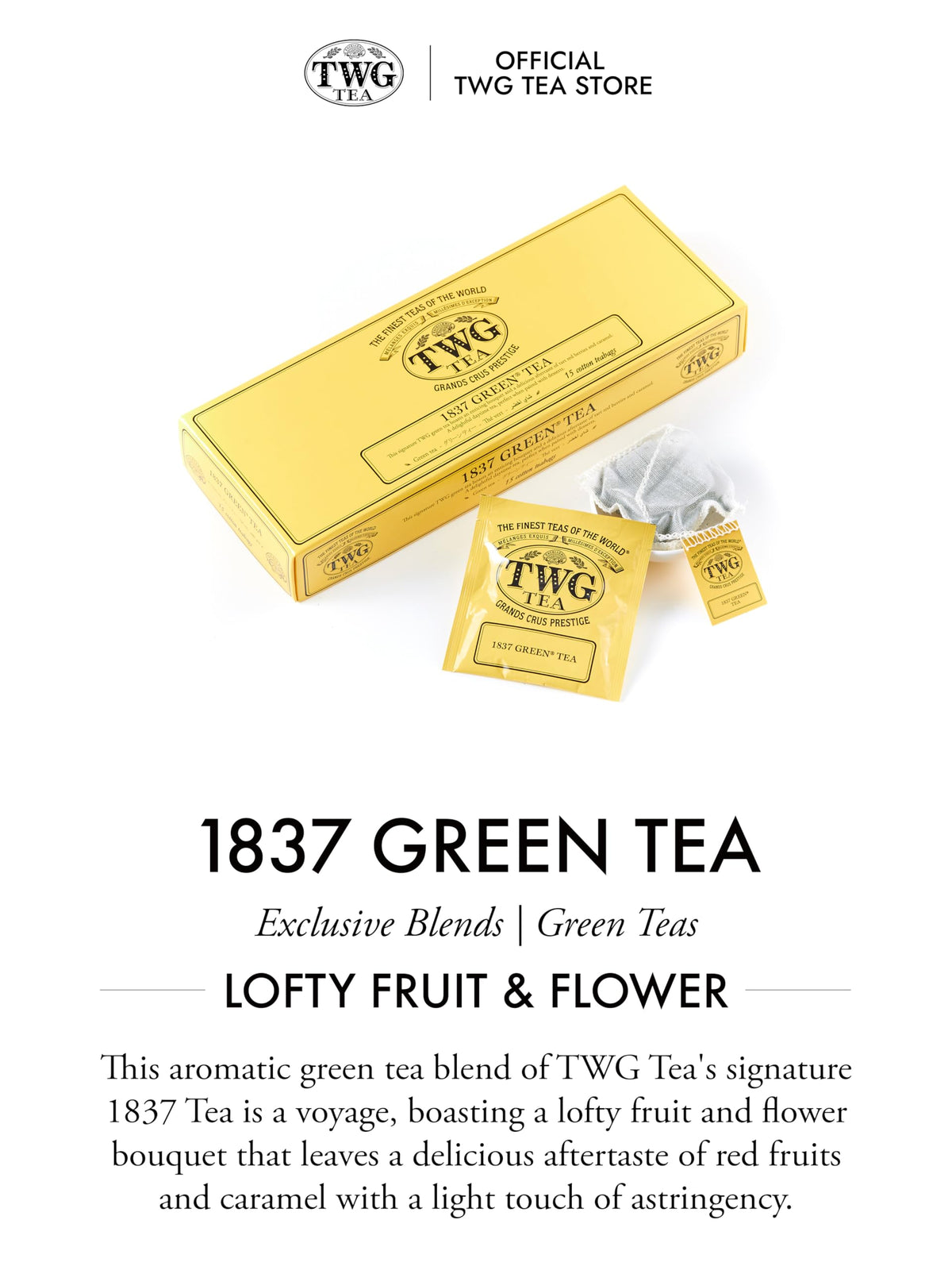 TWG Tea 1837 Green Tea - Strawberry & Caramel Flavored Green Tea, 40g Teabags 3