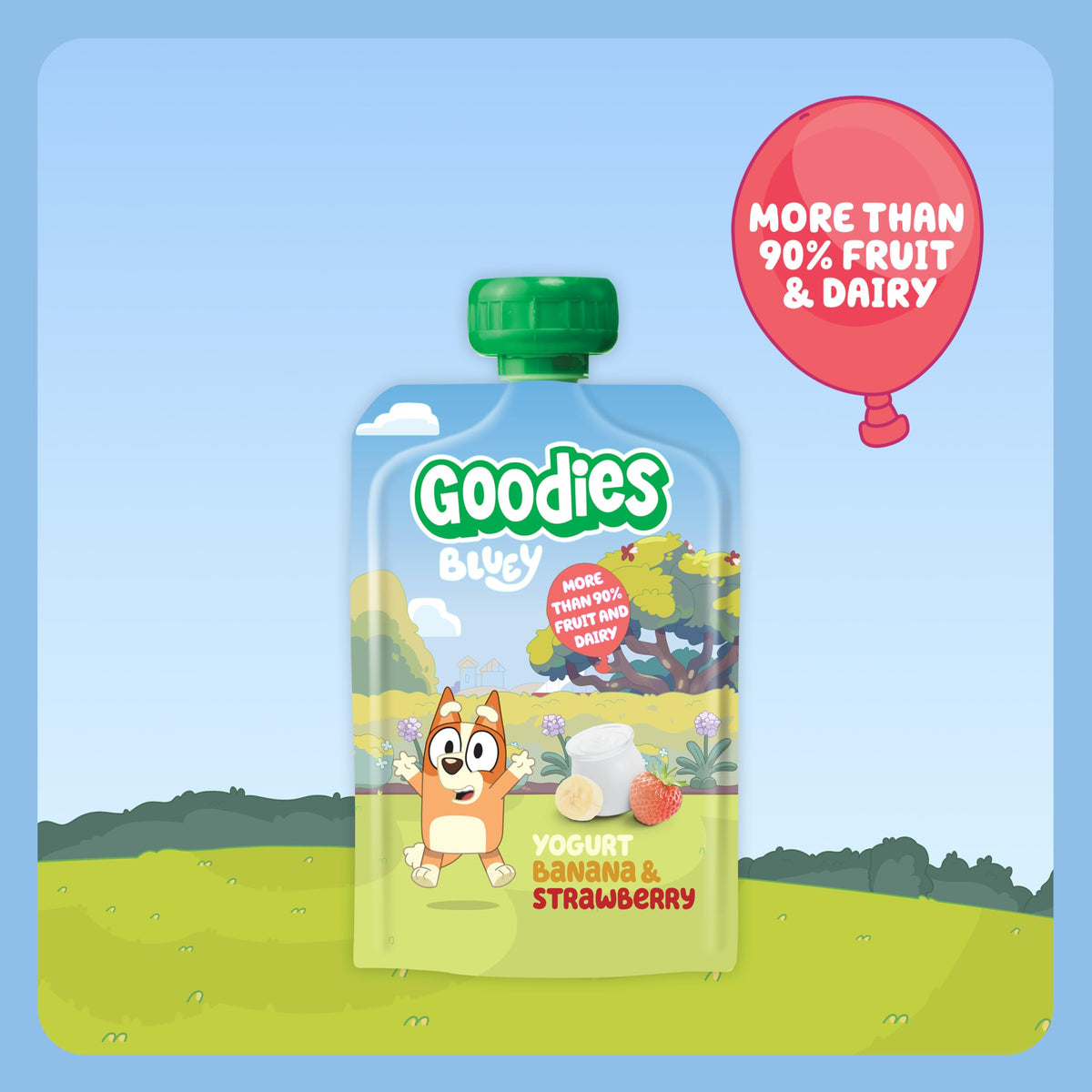 Goodies Bluey Fruit Yoghurt Pouches - Banana & Strawberry, 1 of 5 a Day, No Added Sugar, 12 x 100g 4