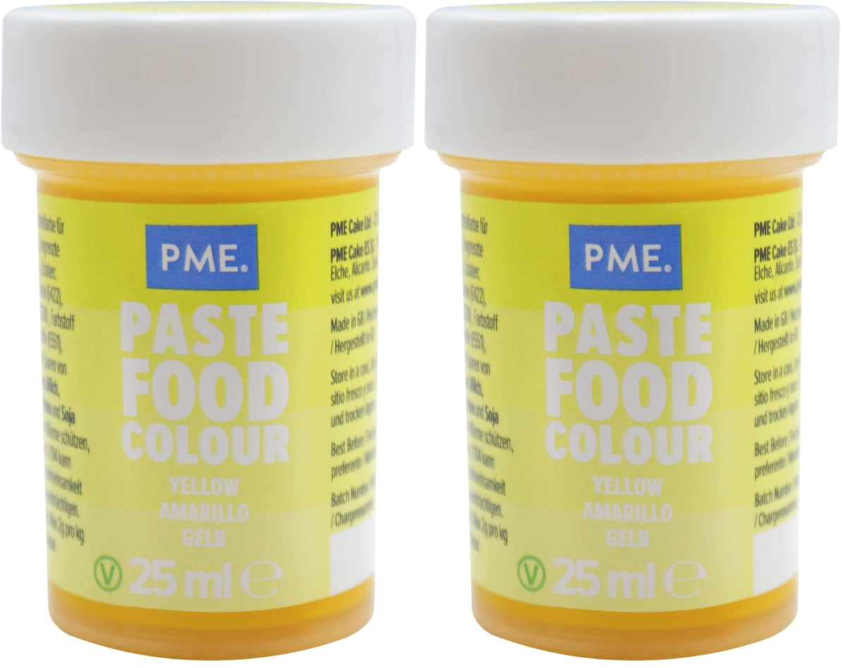 PME Sunny Yellow Food Colouring Paste - Vibrant Colour, 25g (Pack of 2)