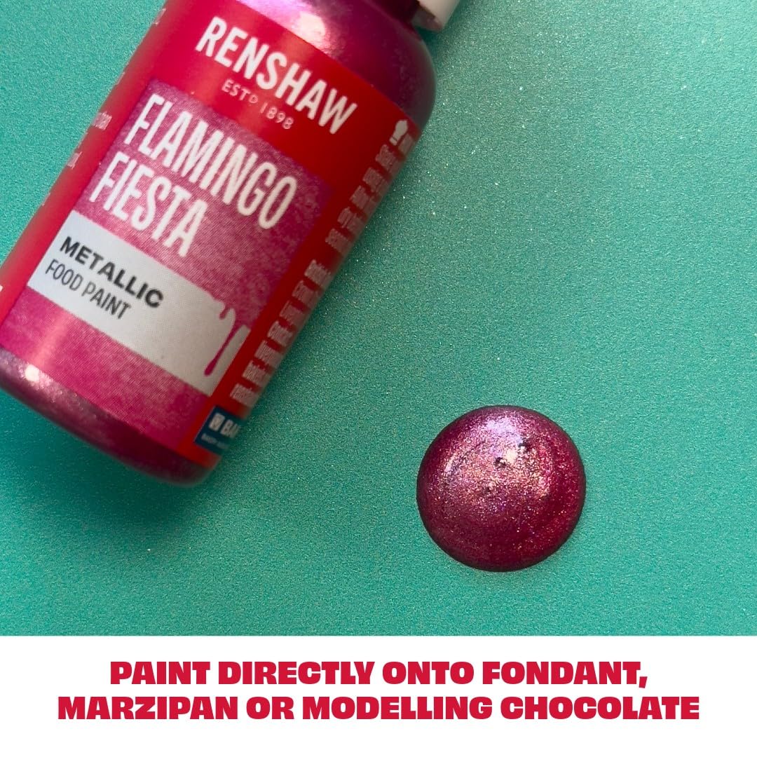 Renshaw Edible Metallic Food Paint - Flamingo Fiesta Pink, 20g 3