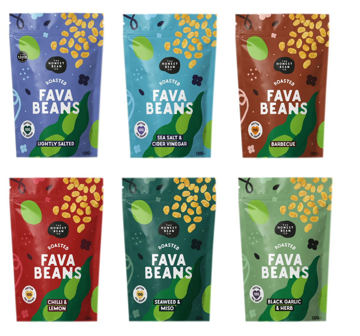 The Honest Bean Co Roasted Fava Bean Variety Pack - 6 Flavors, High Protein, Vegan Friendly | 720g