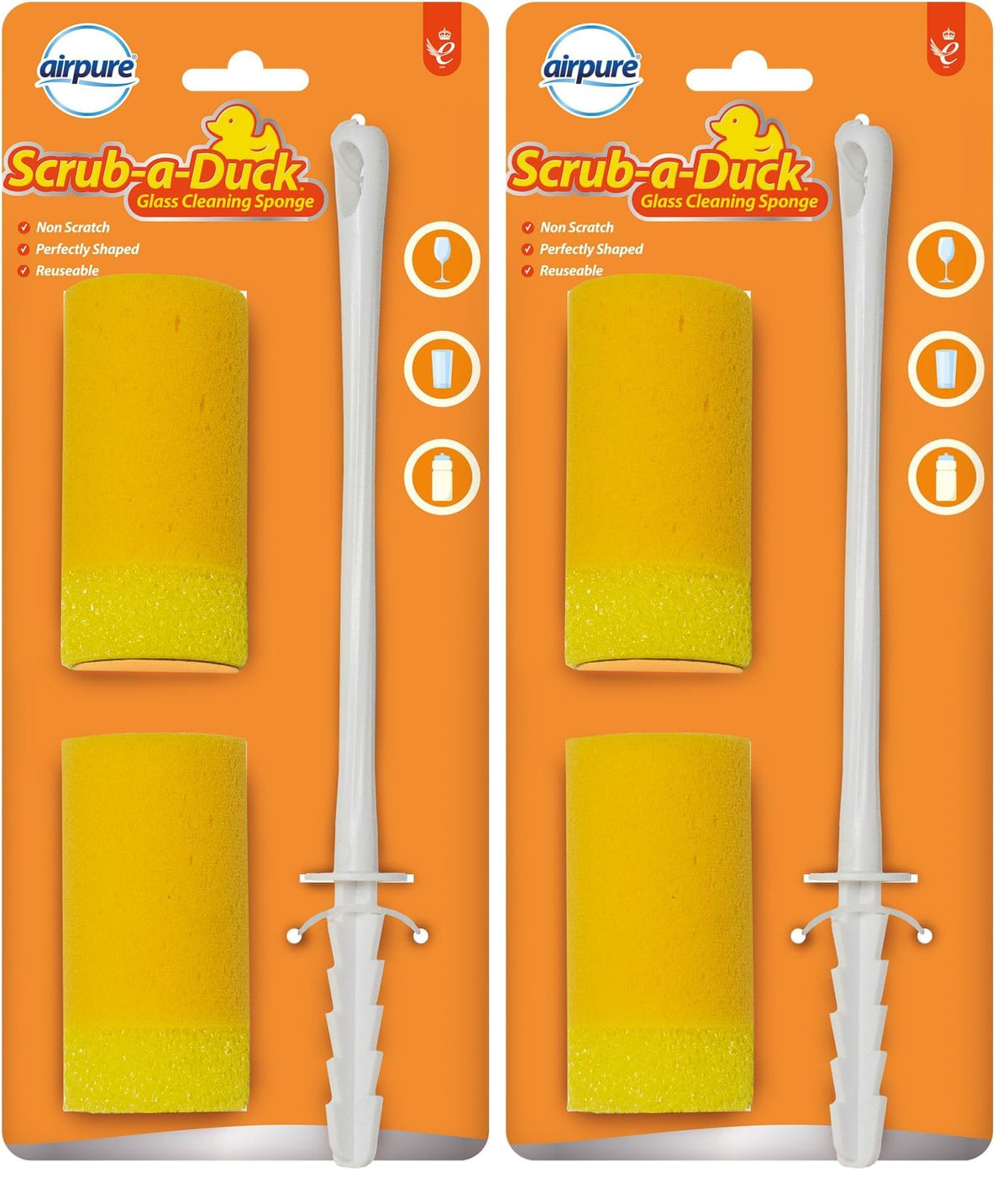 airpure Scrub-a-Duck Glass Cleaning Sponge - Non-Scratch, Perfectly Shaped | Pack of 2