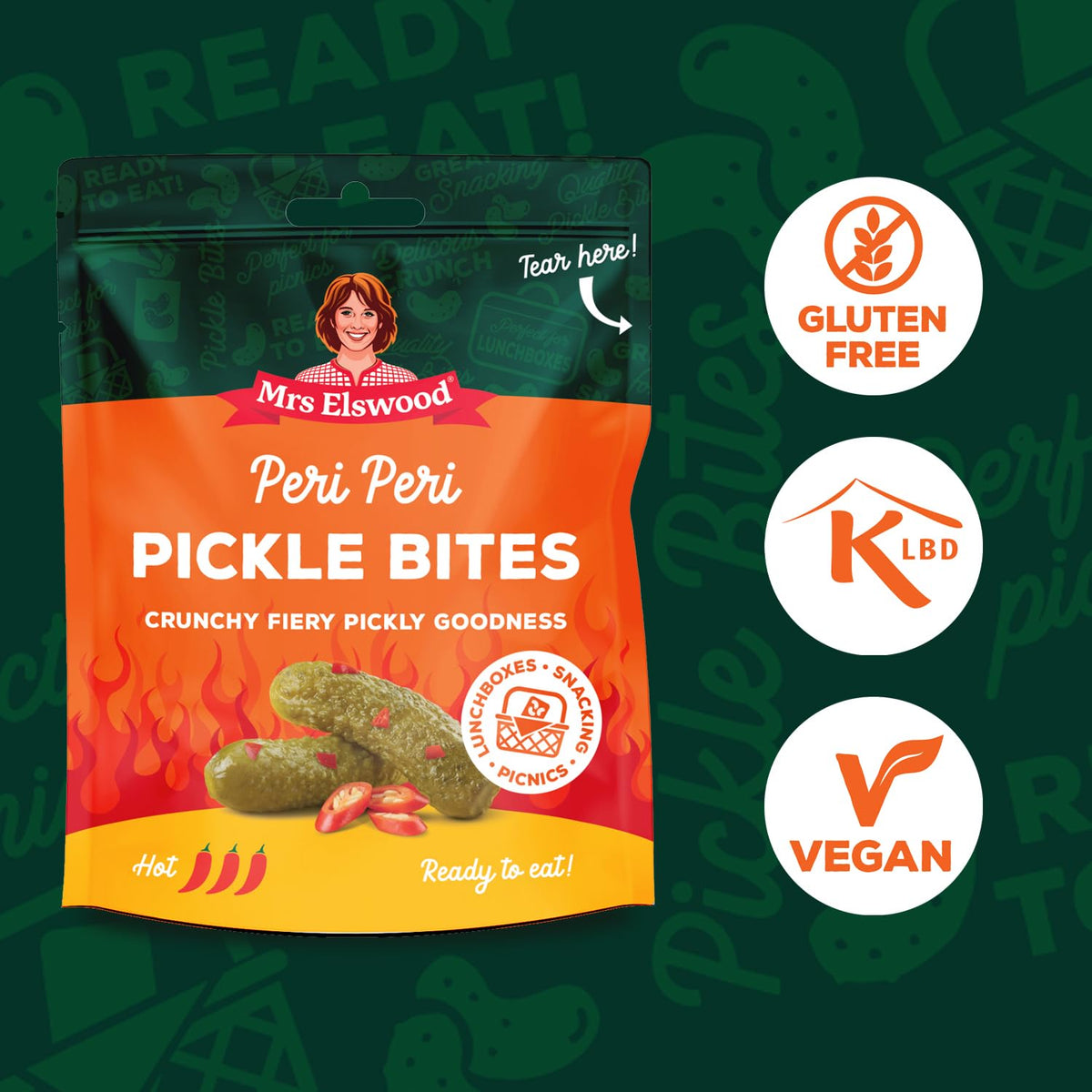 Mrs Elswood Peri Peri Pickle Bites - 50g Pouches (Pack of 12) 3