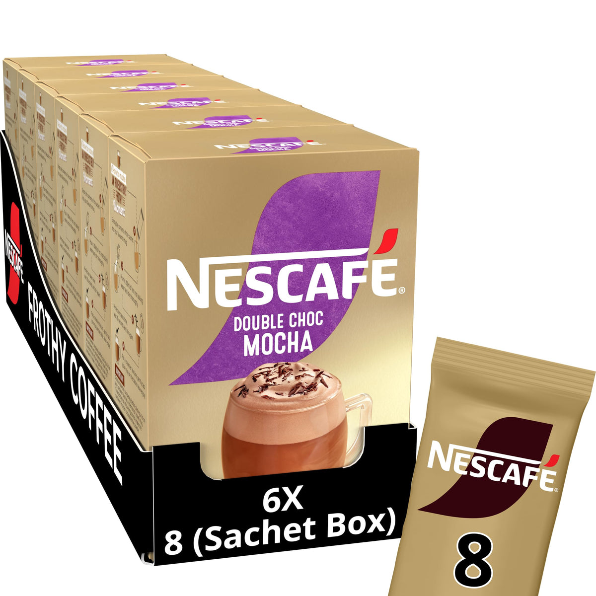 NESCAFÉ Double Choc Mocha Instant Coffee Sachets - Rich Chocolate & Coffee Flavour | 164g Pack