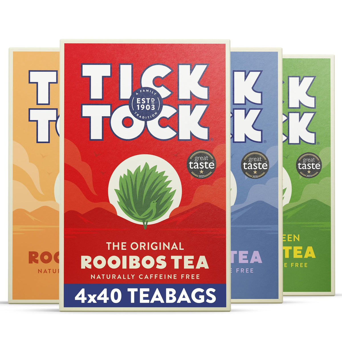 Tick Tock Rooibos Tea Selection Box - 160 Teabags | 4 Flavours | Caffeine Free