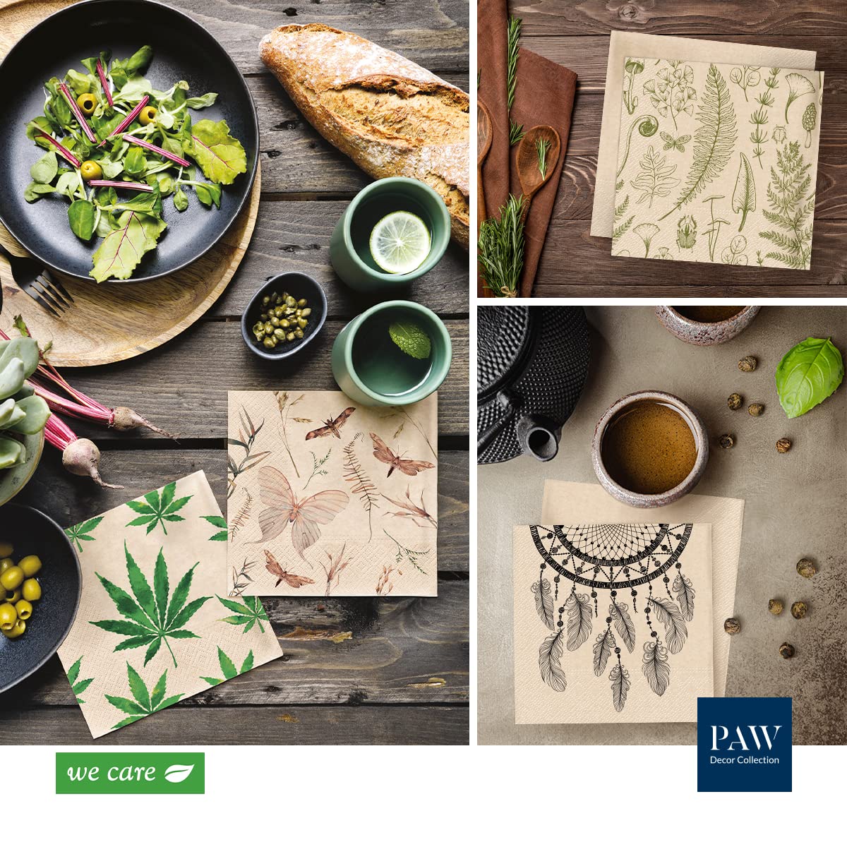 PAW Decor Collection Napkins - 3-Ply Recycled Paper, Deer Design | 20 Pieces | 33 x 33 cm 7