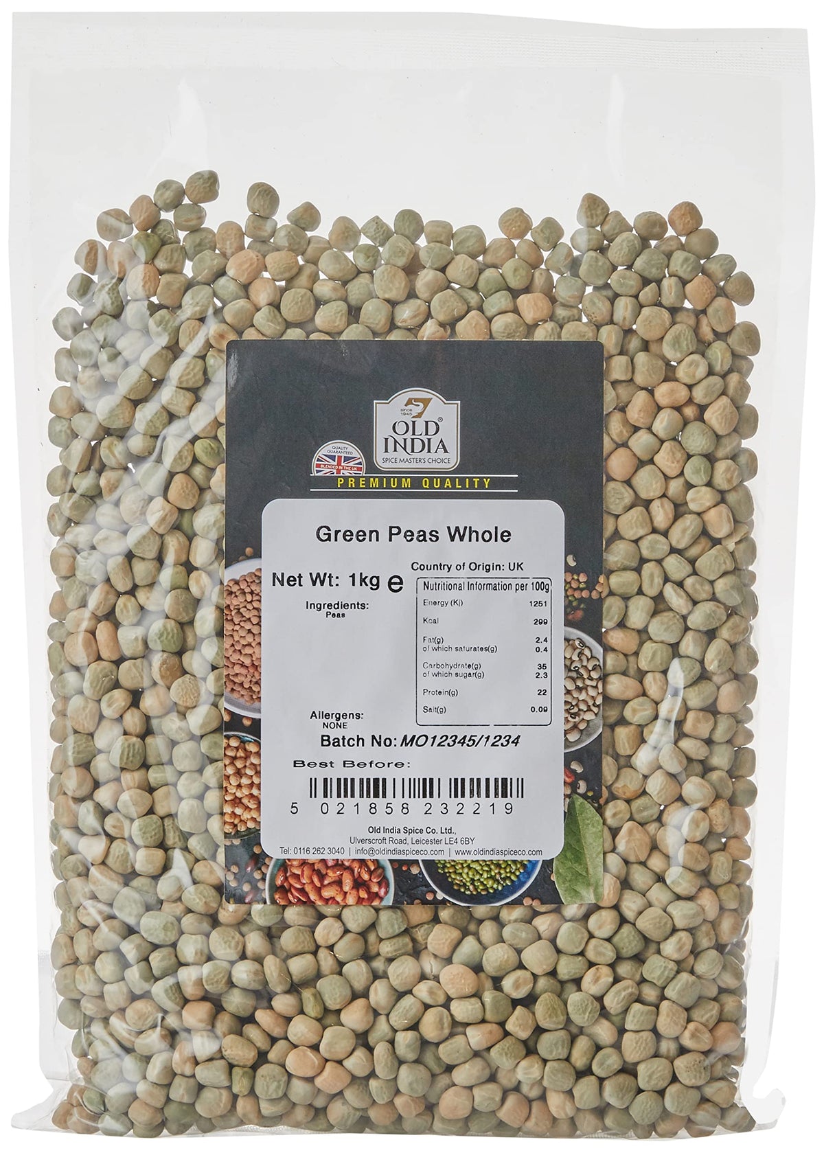 Old India Whole Green Peas - 1kg Bag | Natural & Additive-Free 1