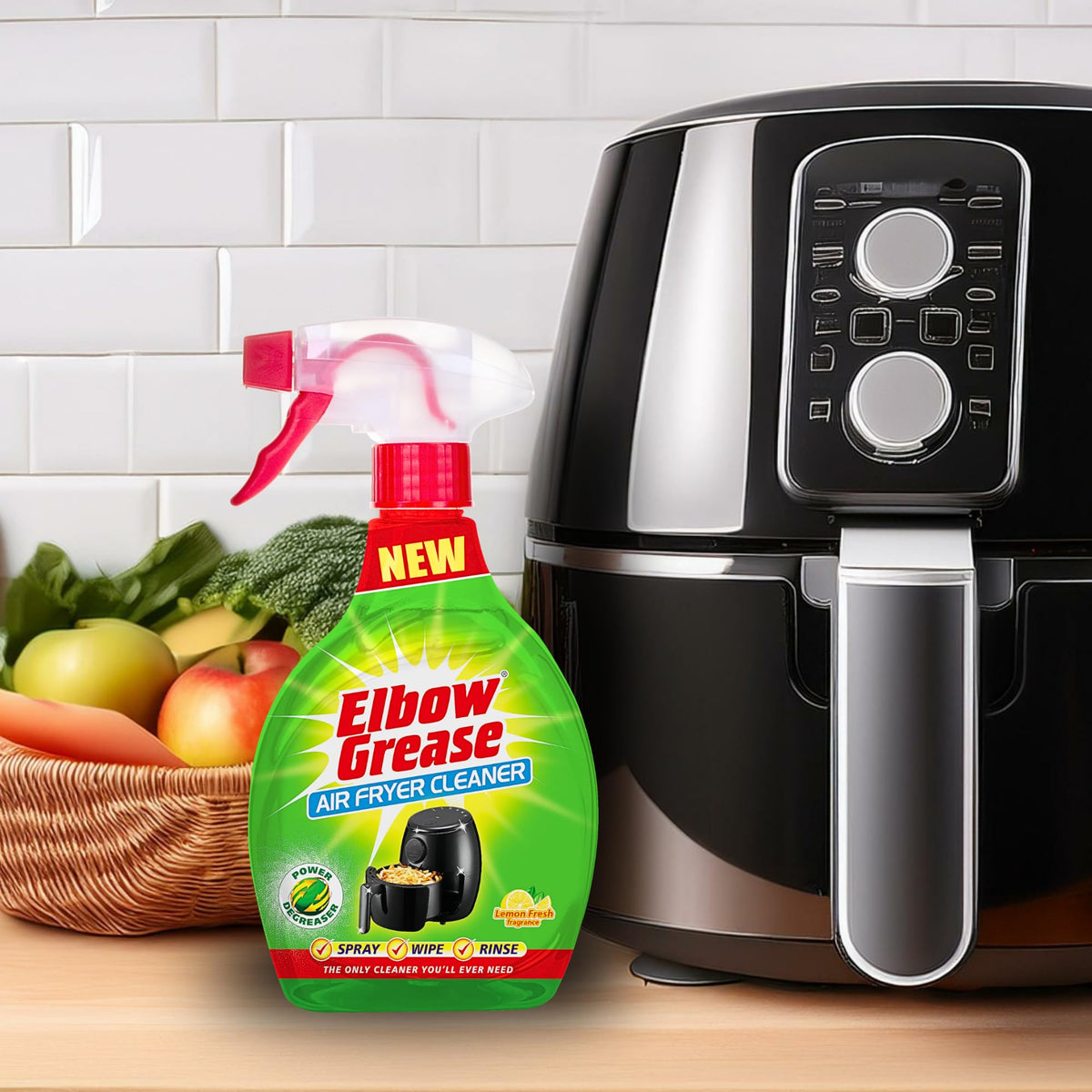 Elbow Grease Air Fryer Cleaner Spray - Cuts Grease & Grime, Lemon Scent, 500ml 7