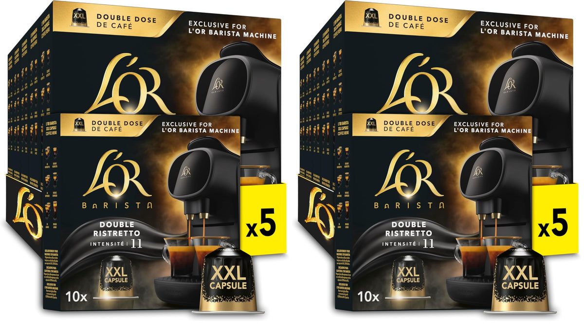L'OR BARISTA Double Ristretto XXL Aluminium Coffee Capsules - Intensity 11, Medium Roast, 50 Count