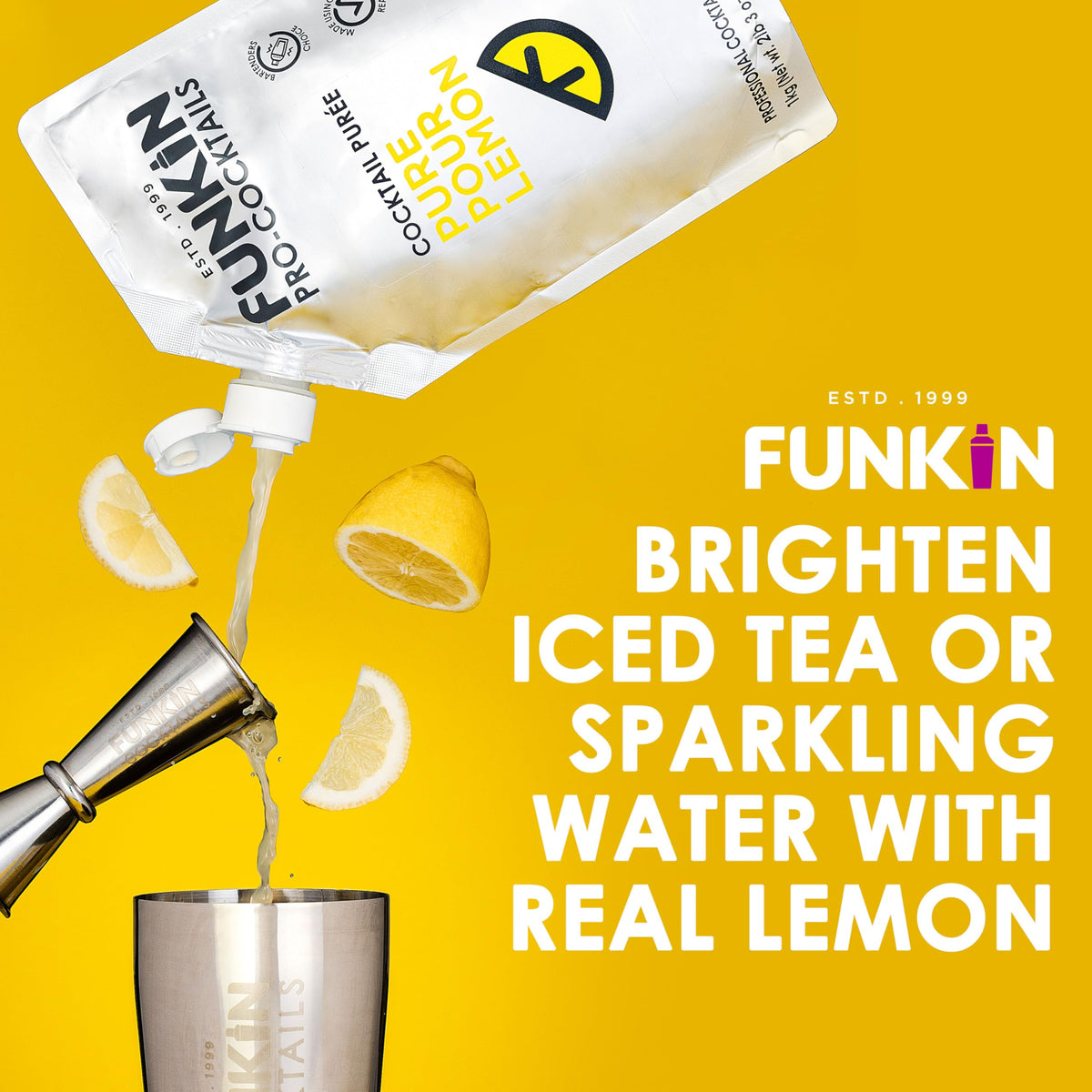 Funkin Pro Pure Pour Lemon Juice - 1kg Pouch | Sugar Free | Vegetarian 4