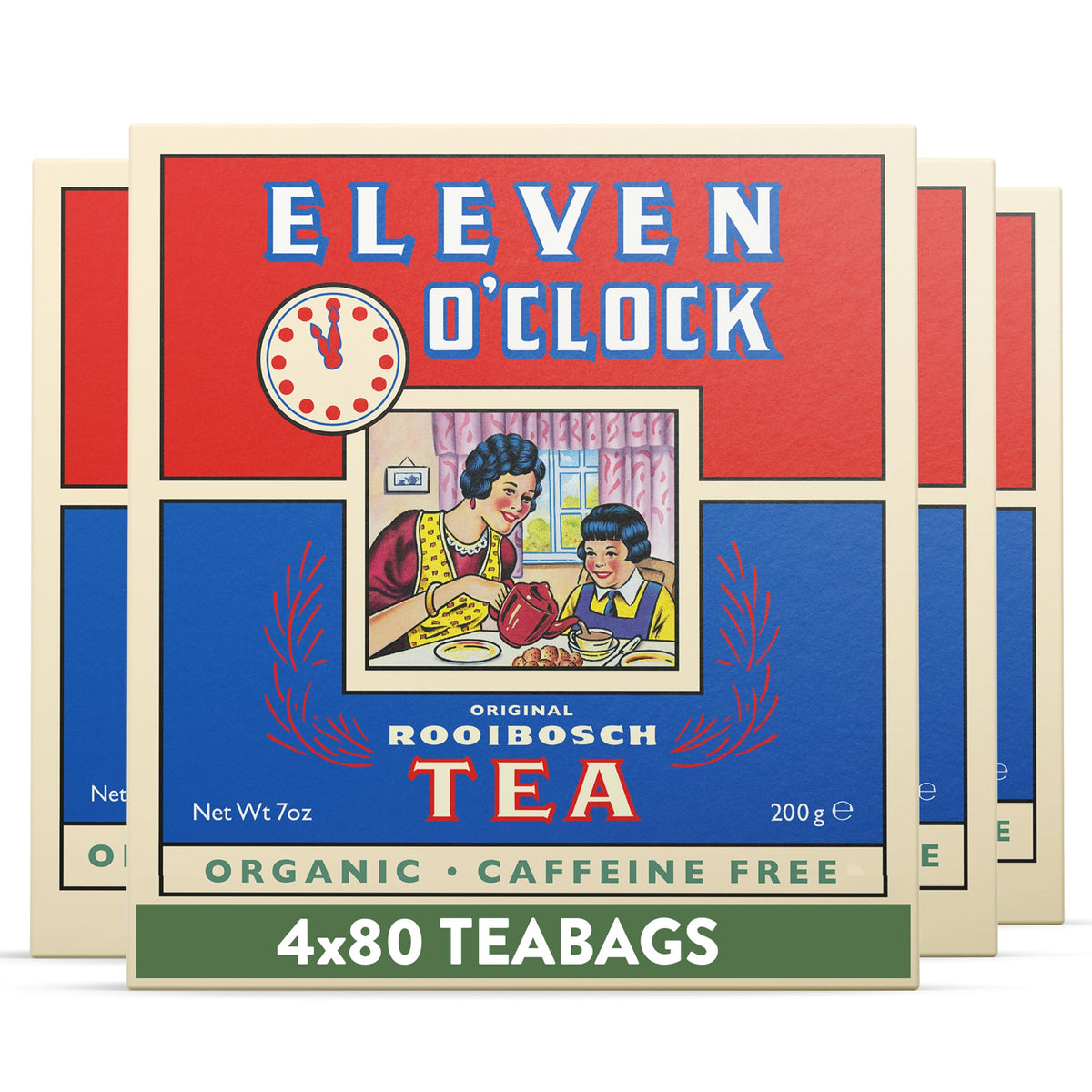 Eleven O'Clock Organic Rooibos Tea - Caffeine Free, Antioxidant Rich | 4 x 80 Teabags (320 Total)