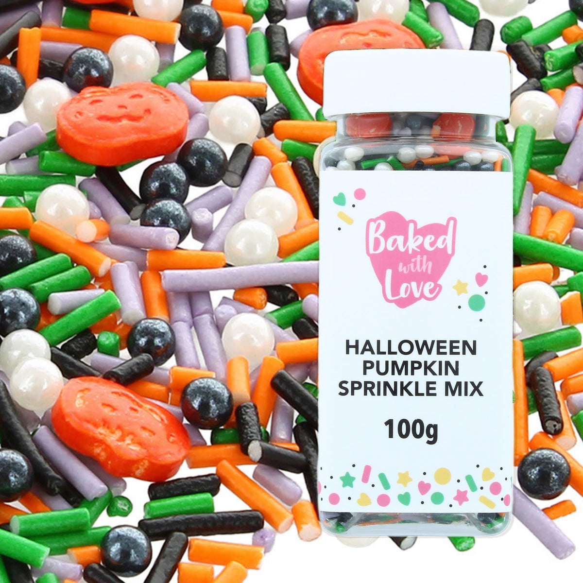Baked With Love Halloween Pumpkin Sprinkles - 100g Bottle