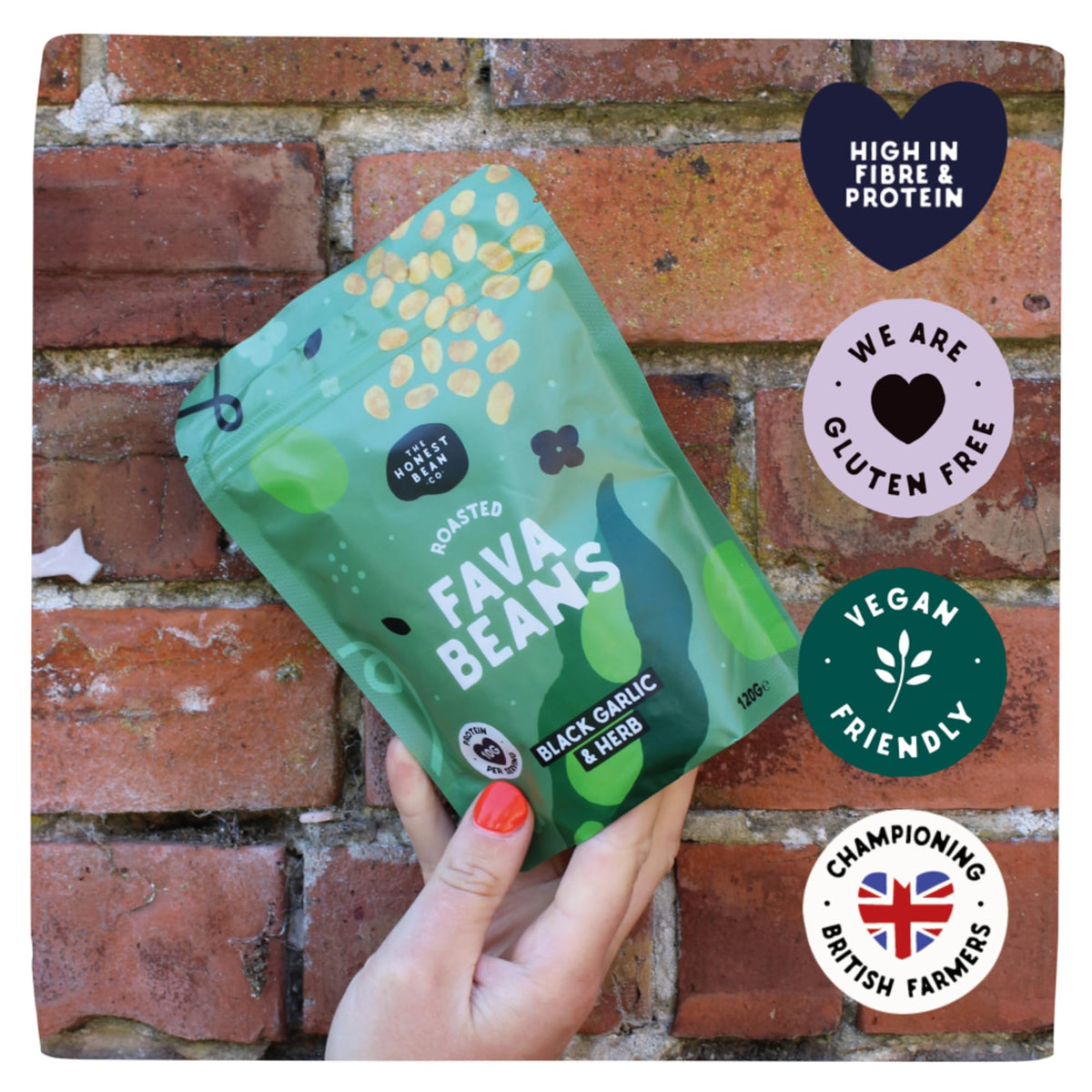 The Honest Bean Co Roasted Fava Beans, Black Garlic & Herb, 120g (6-Pack) 4