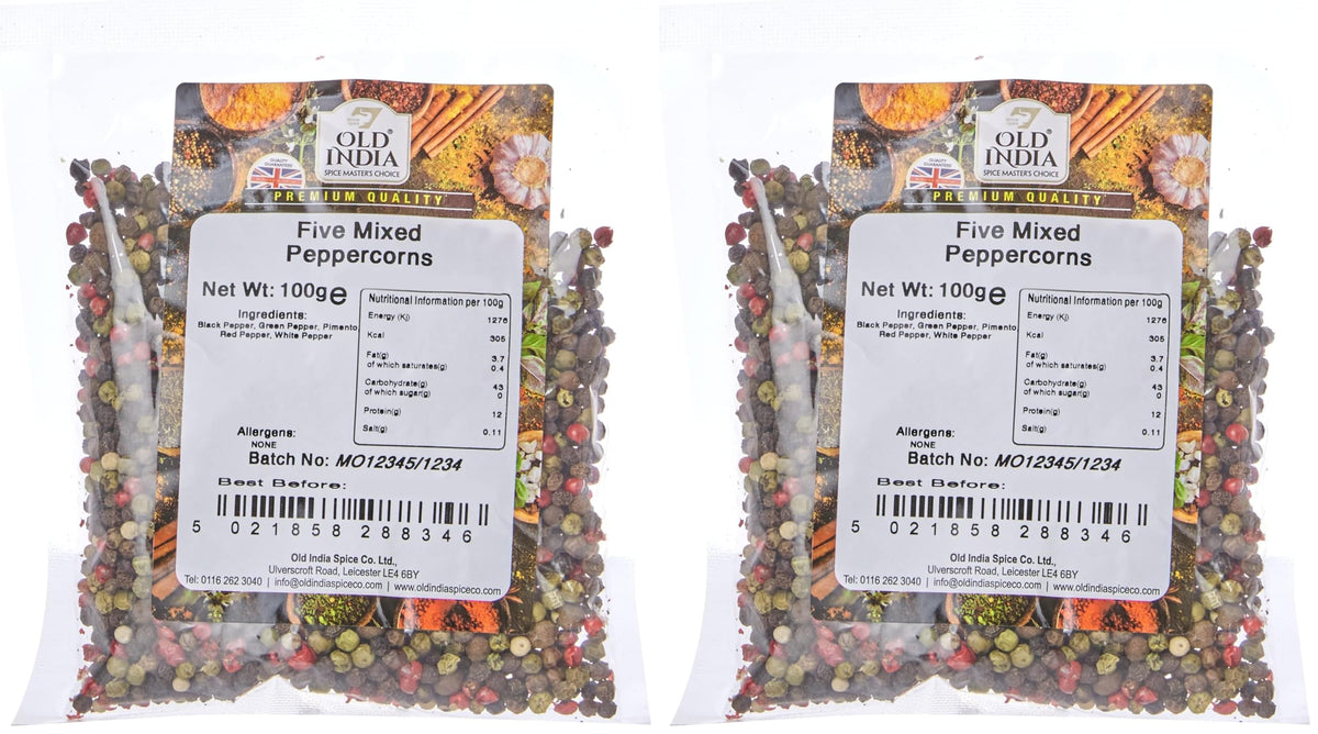 Old India Five Mixed Peppercorns - 100% Natural, Additive-Free | 200g Pack