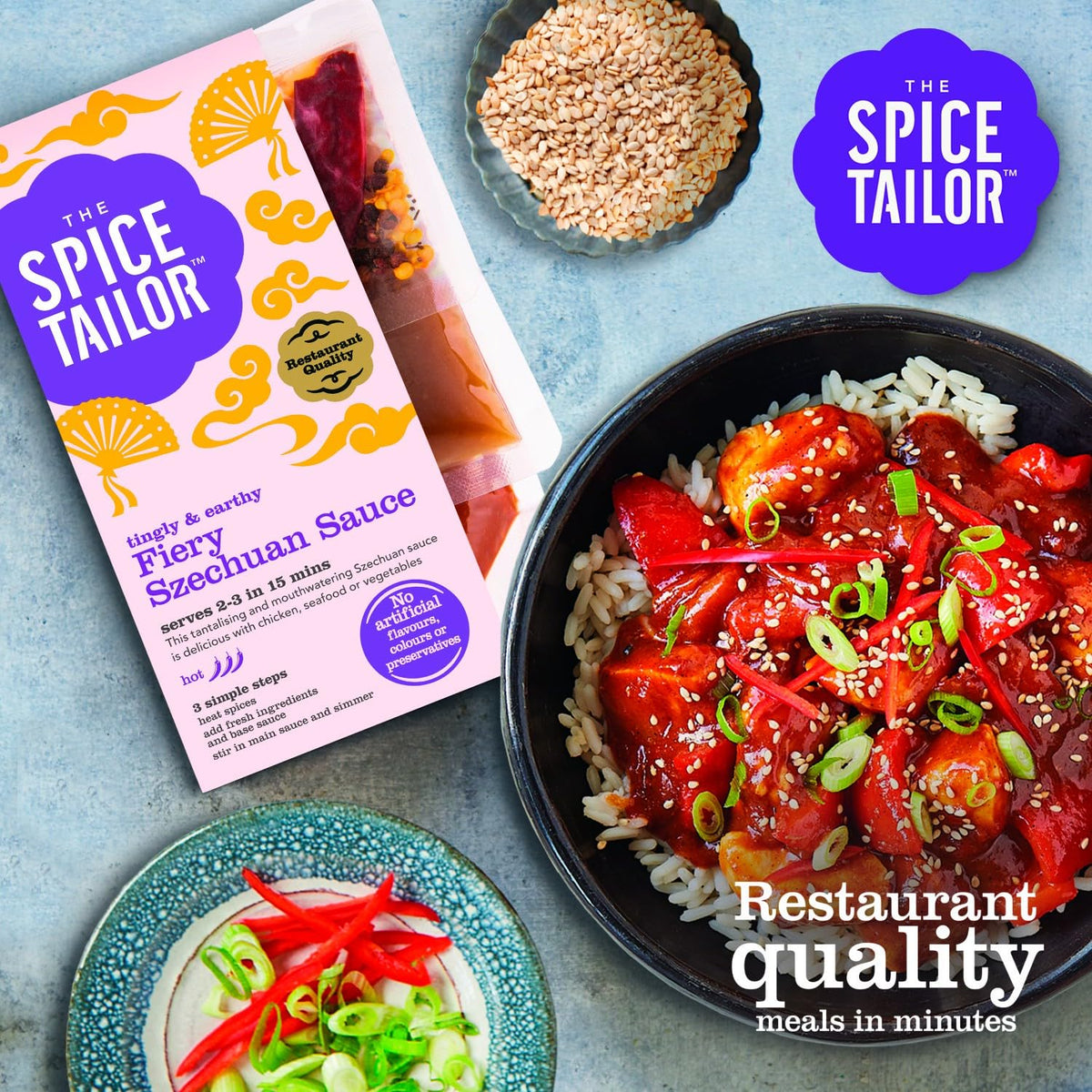 The Spice Tailor Fiery Szechuan Sauce Kit - 5 x 245g Pouches 3