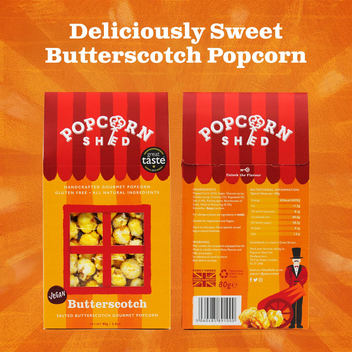 Popcorn Shed Butterscotch Gourmet Popcorn - Vegan, Sweet & Salty Flavour, 85g 4