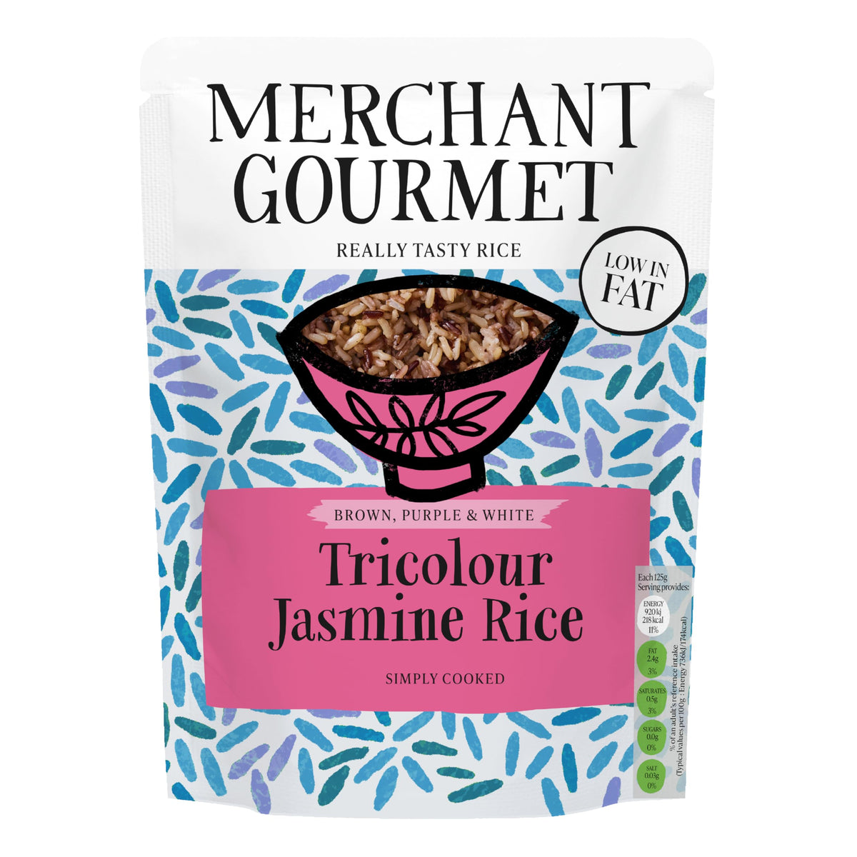 Merchant Gourmet Tricolor Sticky Jasmine Rice - 250g Pouches (6-Pack) | Ready in 2 Mins | Plant-Based