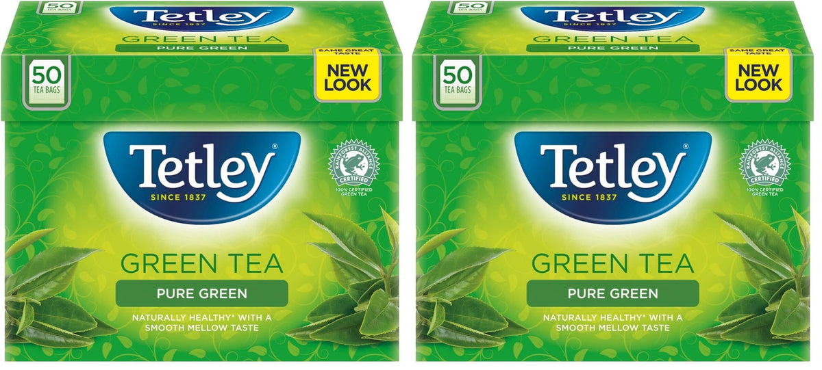 Tetley Pure Green Tea Bags - 50 Count (Pack of 2) | Promote General Wellness | Immune Support