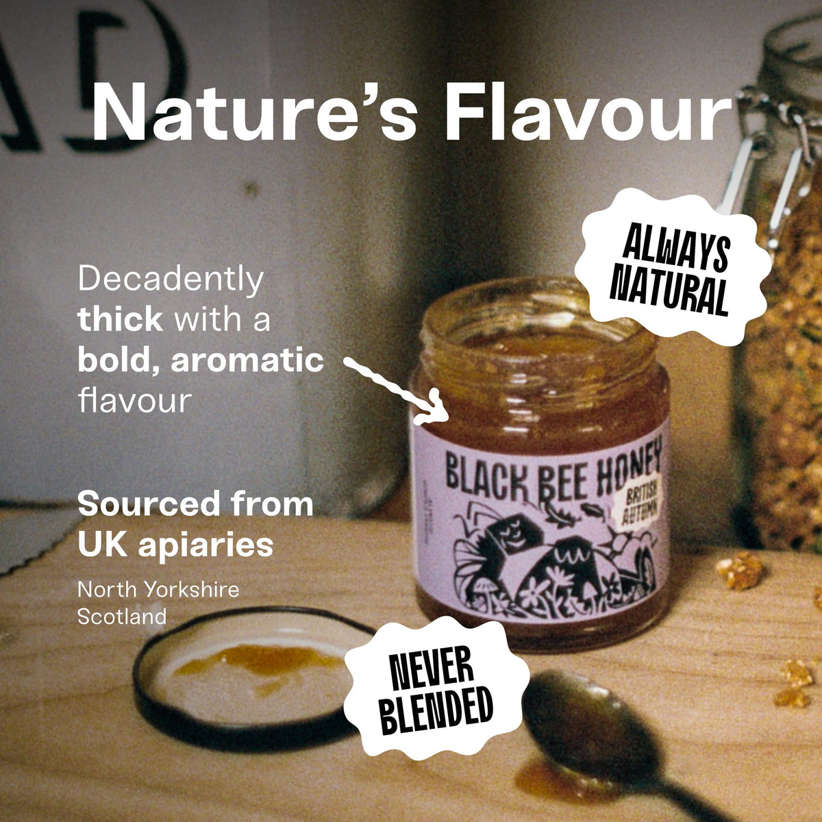 Black Bee Honey Pure British Autumn Raw Honey - 227g Glass Jar | Thick & Aromatic | Single Origin 4
