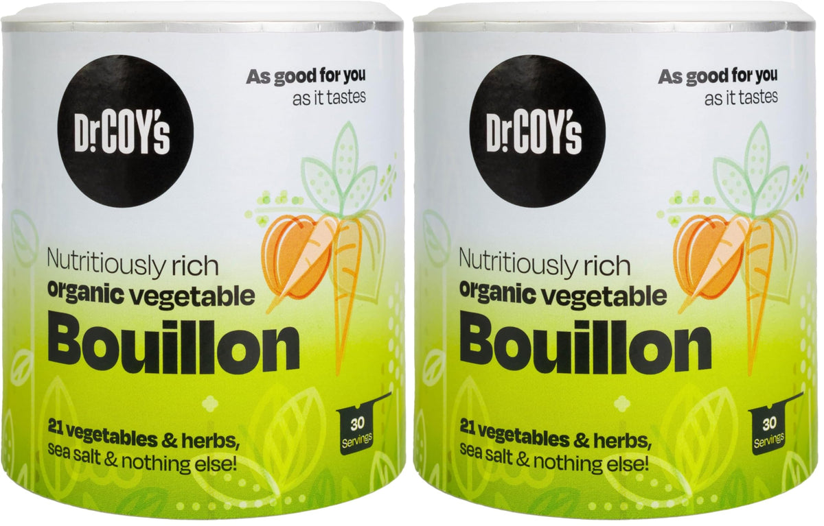 Dr. Coy's Organic Vegetable Bouillon Powder - Gluten Free, Vegan Broth | 150g (Pack of 2)