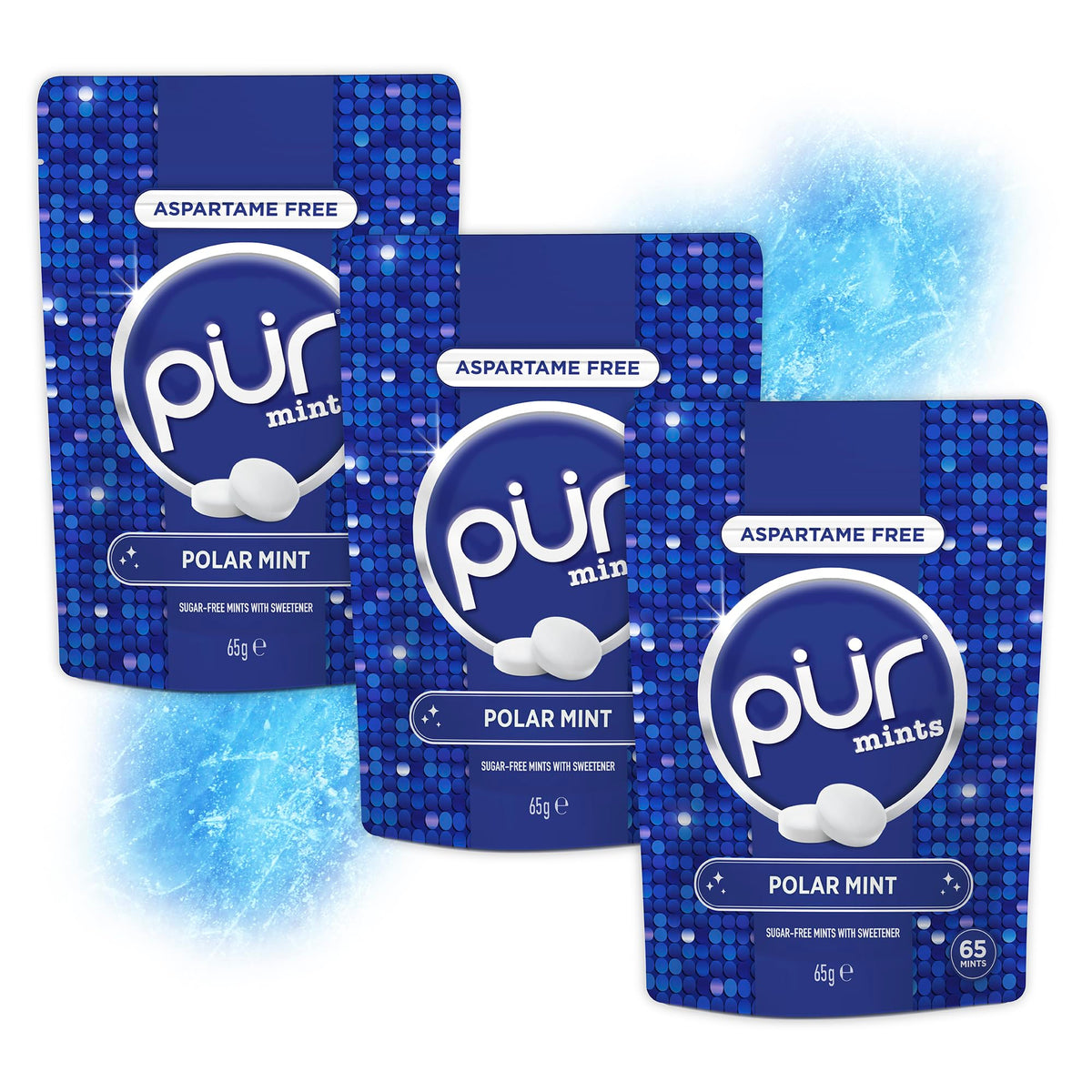 PUR Mints Polar Mint Sugar Free Breath Mints - 65 Count (Pack of 3)