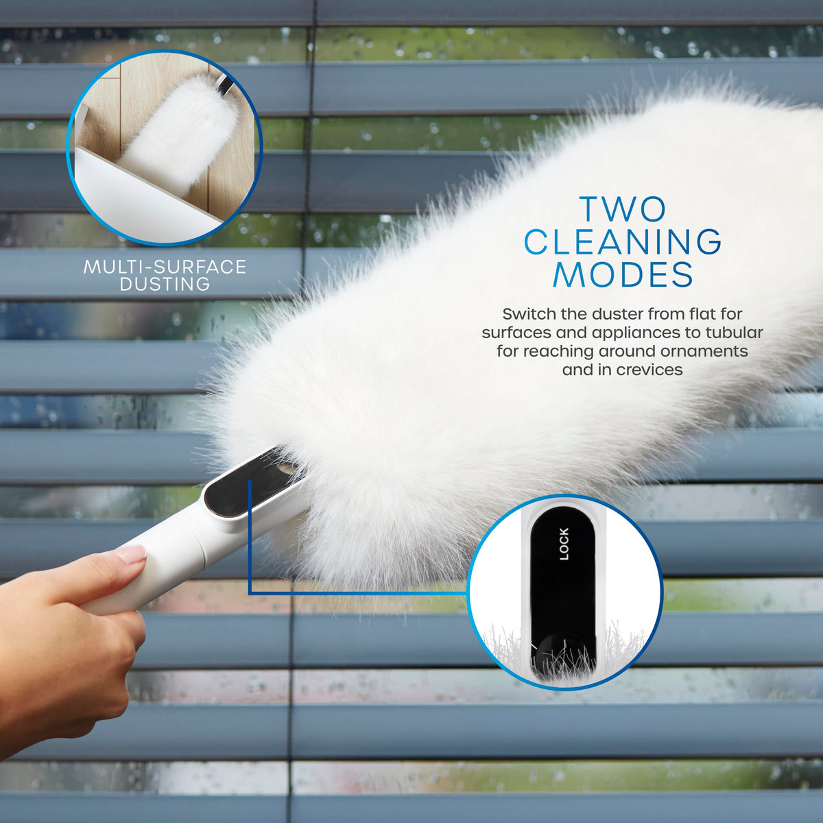 Swan Ultra-Fine Microfibre 2-in-1 Duster - Flat & Tubular Modes | Machine Washable | White 4