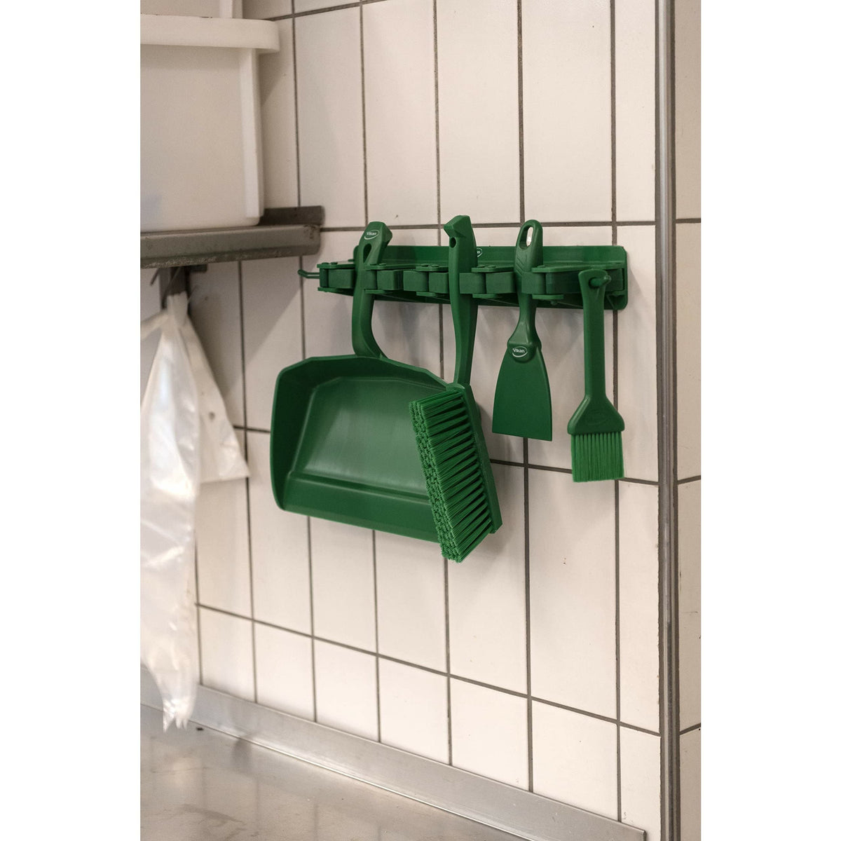Vikan Bench Brush - Soft Bristle Dustpan Brush for Fine Particles | Green | Polypropylene 7