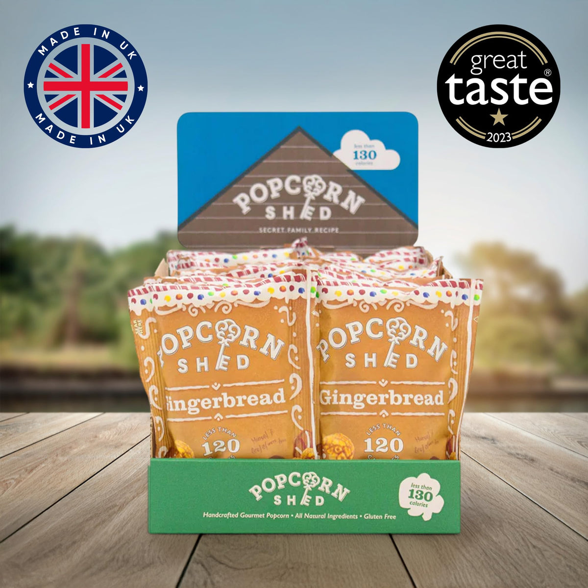 Popcorn Shed Gingerbread Gourmet Popcorn - Vegan Gingerbread Caramel | 16 x 24g Packs 6