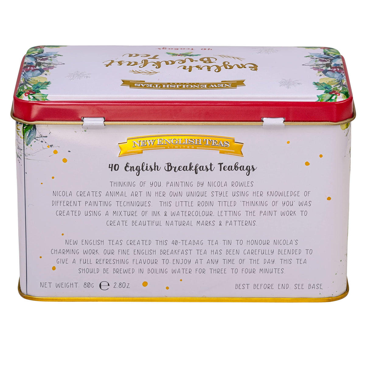 New English Teas Christmas Robin Tea Tin - 40 English Breakfast Teabags 6