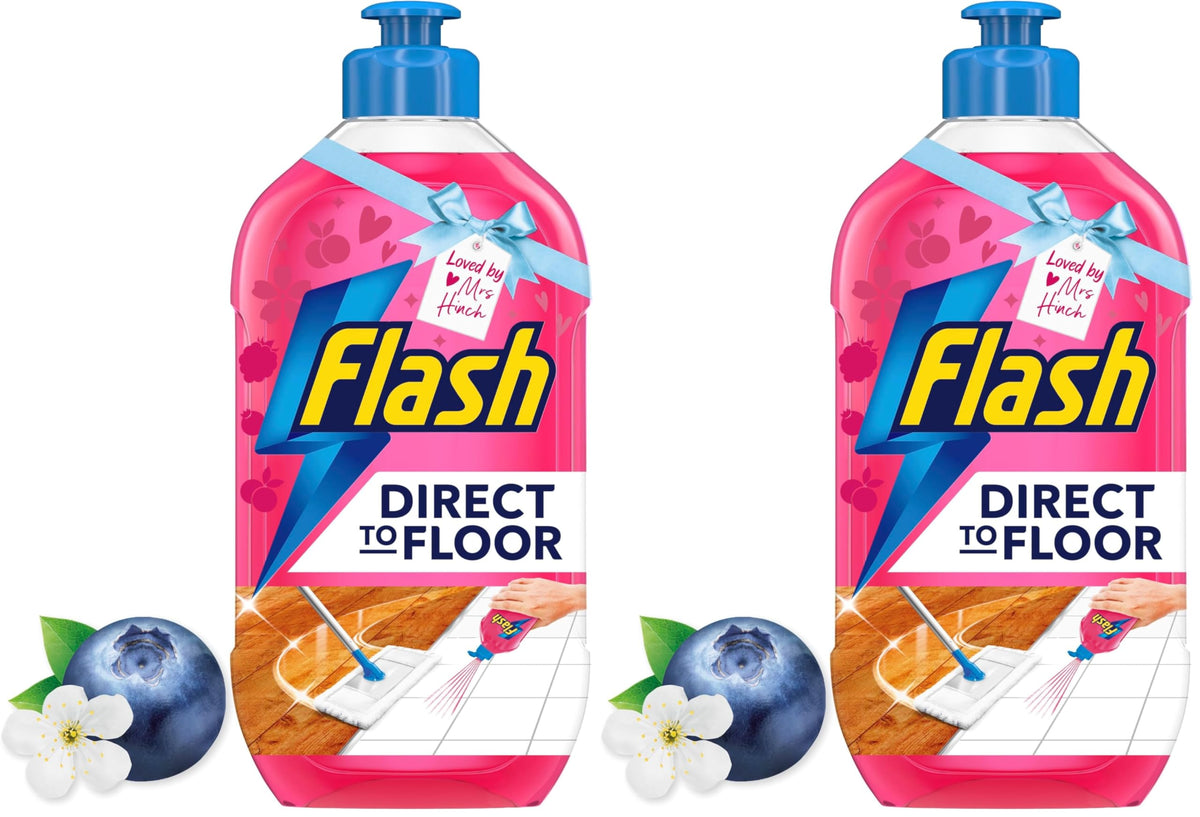 Flash Direct To Floor All Purpose Floor Cleaner - Berry & Cherry Blossom Scent, Streak-Free Floors, 800 ml (Pack of 2) 1