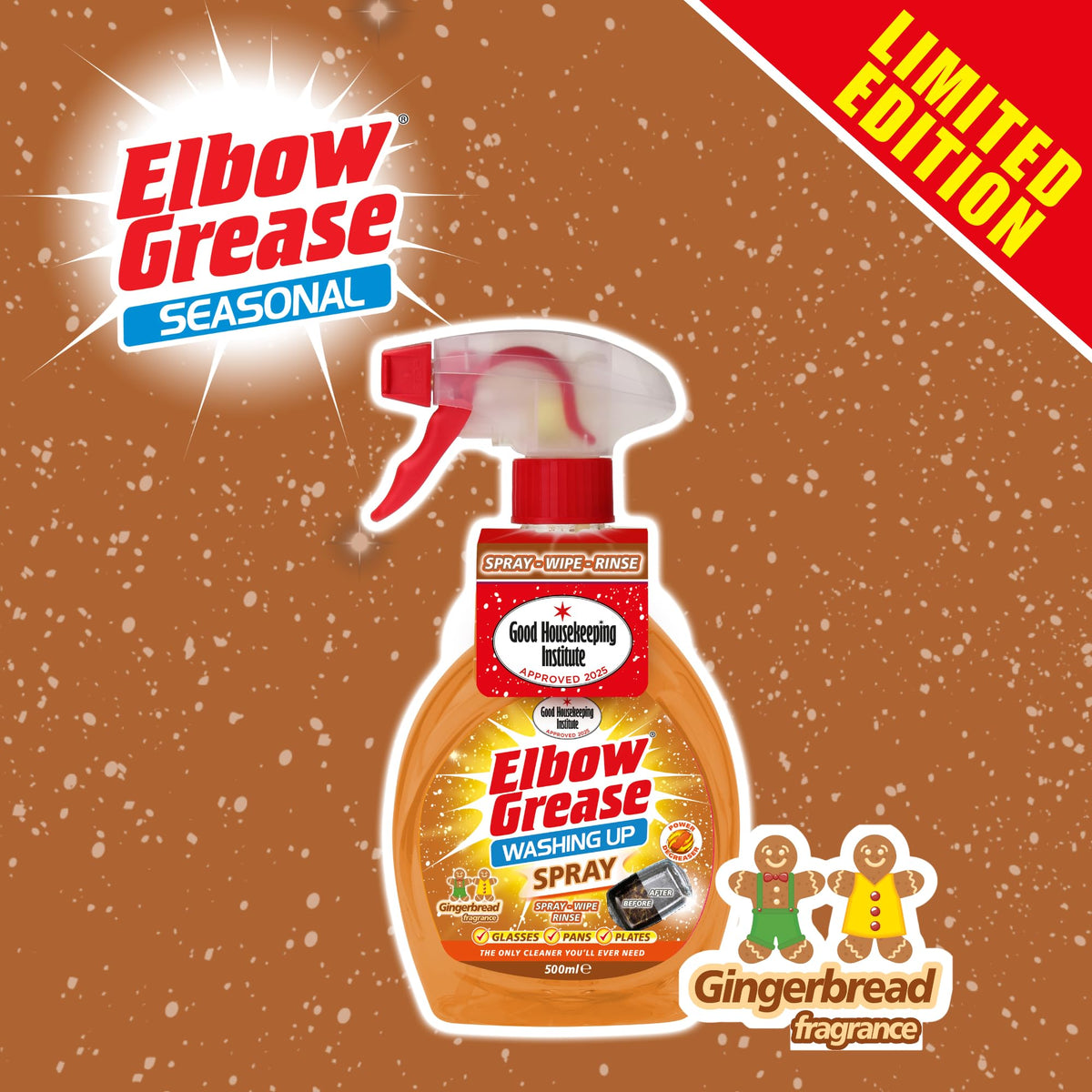 Elbow Grease Washing Up Spray - Gingerbread Scent | Fast-Acting Degreaser | 500 ml 6