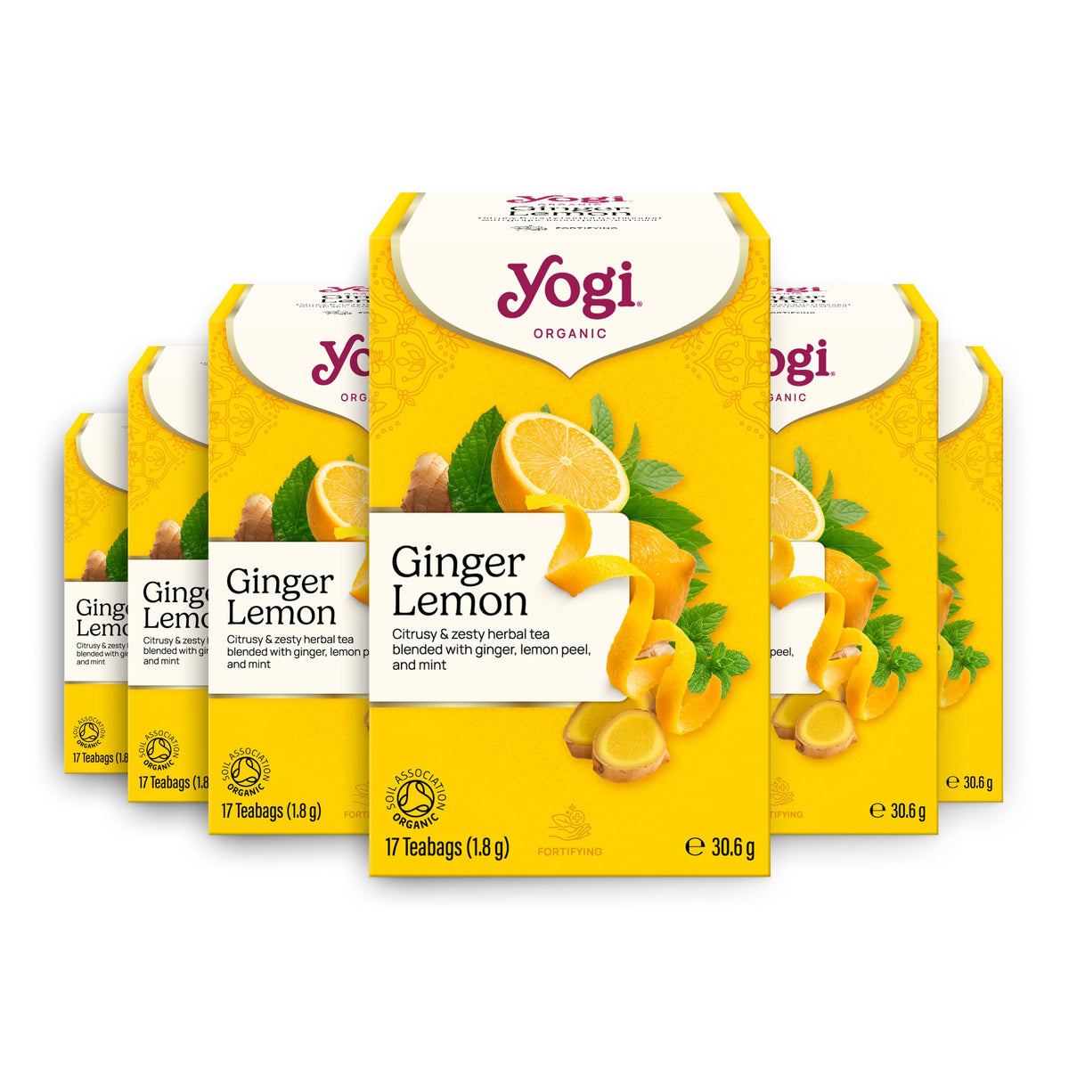 Yogi Ginger Lemon Organic Herbal Tea - Supports Digestion, Promotes Relaxation | 6 Boxes, 102 Tea Bags