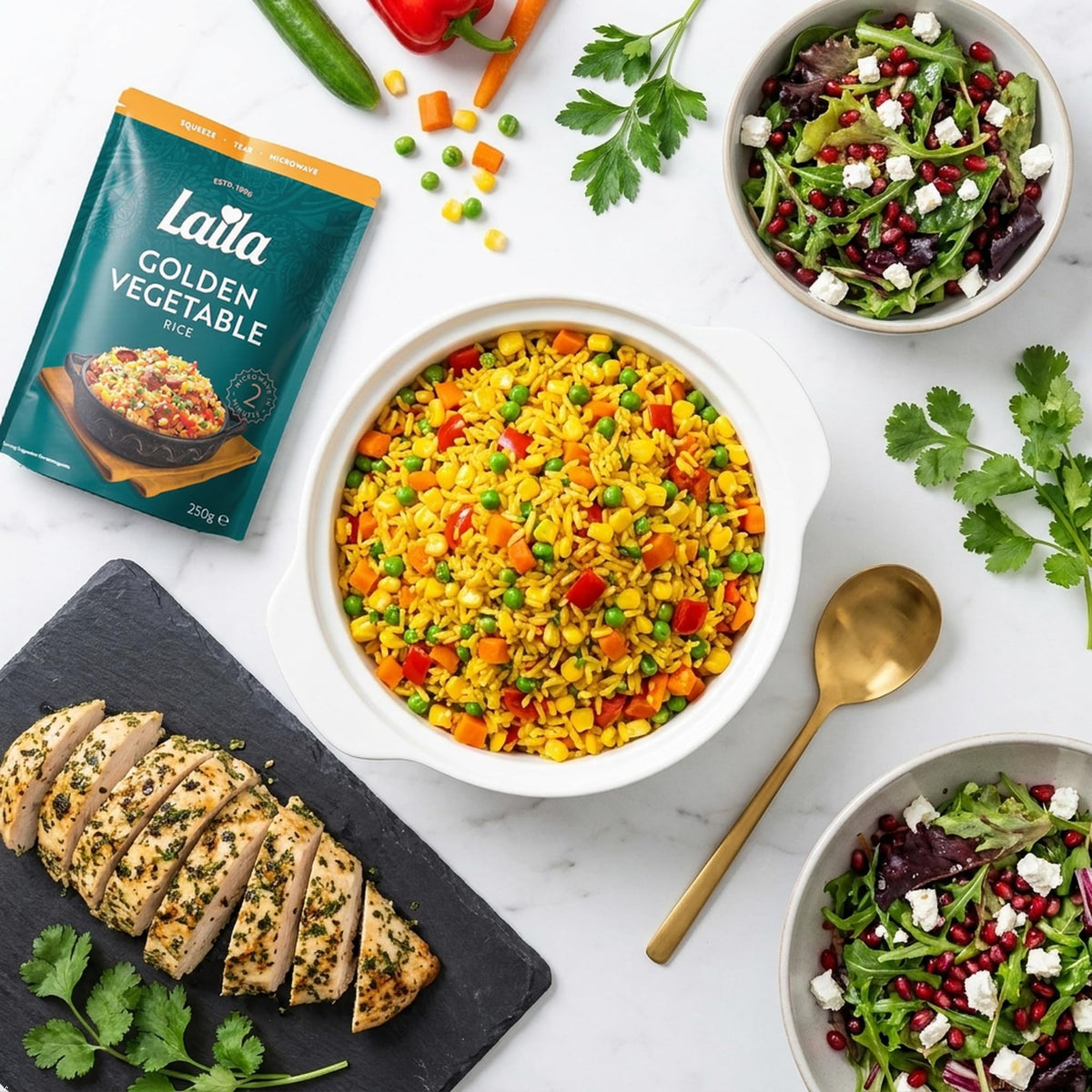 Laila Golden Vegetable Microwave Basmati Rice - 6 x 250g Packs